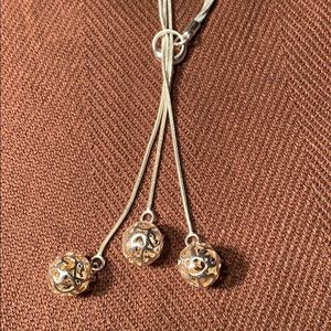 Sterling Silver Heart/3balls adjustable necklace